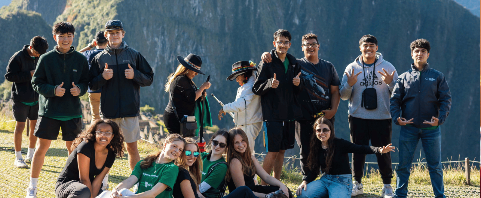 Header - High School Special group in Peru take a picture at Machu Picchu